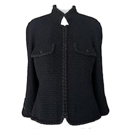 Chanel-Iconic Kate Moss Style Black Tweed Jacket 44 FR-Black