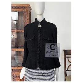Chanel-Iconic Kate Moss Style Black Tweed Jacket 44 FR-Black
