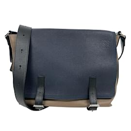 Loewe-Loewe Military Anagram Bag-Beige,Navy blue