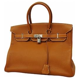 Hermès-Hermes Birkin 35 Handbag in Gold Togo Leather-Golden