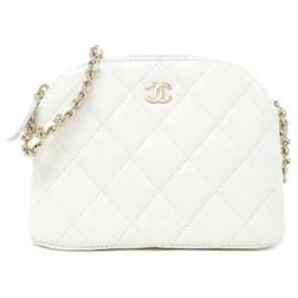 Chanel-Chanel Caviar Skin Chain Clutch Bag-White