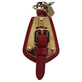 Prada-PRADA Key Ring Leather Red Auth ac3521-Red