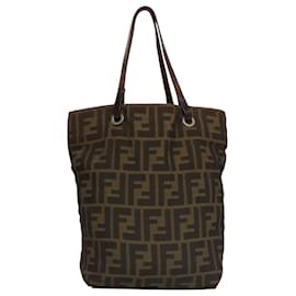 Fendi-FENDI Zucca Canvas Hand Bag Brown Black Auth yk16907-Brown,Black