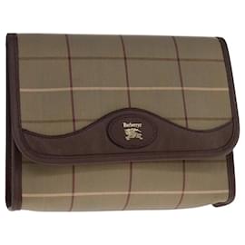 Autre Marque-Burberrys Nova Check Clutch Bag Canvas Leather Beige Brown gold Auth bs21957-Brown,Beige,Golden