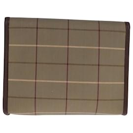 Autre Marque-Burberrys Nova Check Clutch Bag Canvas Leather Beige Brown gold Auth bs21957-Brown,Beige,Golden