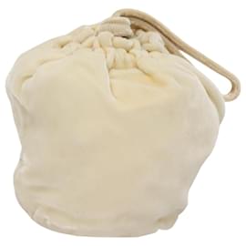 Prada-PRADA Accessory Pouch Velor Cream Auth 110839-Cream
