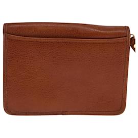 Autre Marque-Burberrys Clutch Bag Leather Brown Gold Auth bs21795-Brown,Golden