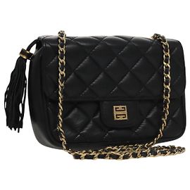 Givenchy Borsa a spalla a catena in pelle nera e oro Auth 112382 Nero D'oro