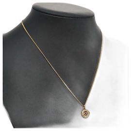 Collier Christian Dior métal or Auth FF4664 Doré