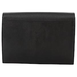 Saint Laurent-SAINT LAURENT Clutch Bag Leather Black Auth yk16812-Black