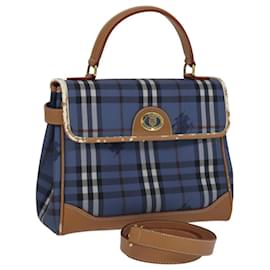 Autre Marque-Burberrys Nova Check Hand Bag PVC Leather 2way Blue Auth 111399-Blue