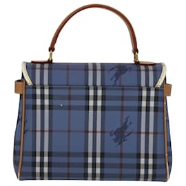 Autre Marque-Burberrys Nova Check Hand Bag PVC Leather 2way Blue Auth 111399-Blue