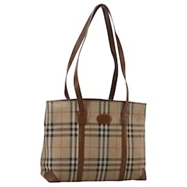 Autre Marque-Burberrys Nova Check Tote Bag Canvas Leather Beige Auth bs21584-Beige