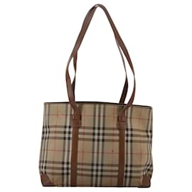 Autre Marque-Burberrys Nova Check Tote Bag Canvas Leather Beige Auth bs21584-Beige