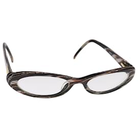 Chanel-CHANEL Glasses Plastic Brown CC Auth bs22012-Brown