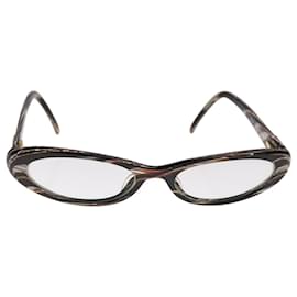 Chanel-CHANEL Glasses Plastic Brown CC Auth bs22012-Brown