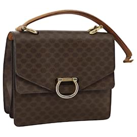 Céline-CELINE Macadam Canvas Hand Bag PVC Leather Brown Auth bs21604-Brown