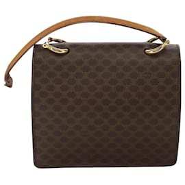 Céline-CELINE Macadam Canvas Hand Bag PVC Leather Brown Auth bs21604-Brown