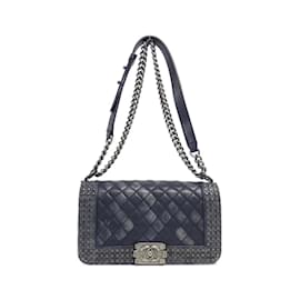 Chanel-Chanel Boy Line 92408 Shoulder Bag-Navy blue