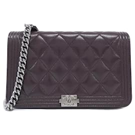 Chanel-Chanel Boy Line AP1117 Chain Wallet-Dark purple