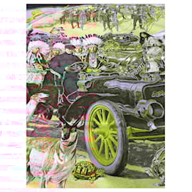 Hermès-Very rare HERMES scarf titled "Concours d'élégance - 1885 - Limousines de Voyage"-Multiple colors