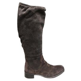 Prada Dark Brown Deerskin Boots Dark brown