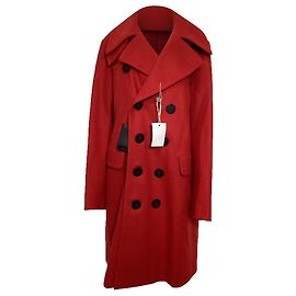 Dsquared2 Long Peacoat in Red Wool Red