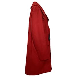 Dsquared2-Dsquared2 Long Peacoat in Red Wool-Red