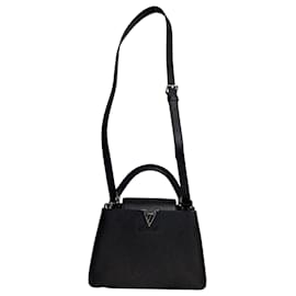 Louis Vuitton-Louis Vuitton BB Capucines Top Handle Bag in Black Leather-Black