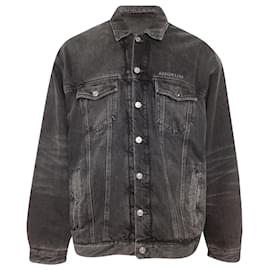 Balenciaga-Balenciaga Mirror Denim Jacket in Dark Grey Cotton-Grey