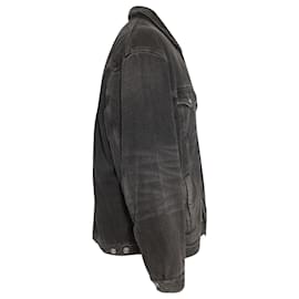 Balenciaga-Balenciaga Mirror Denim Jacket in Dark Grey Cotton-Grey
