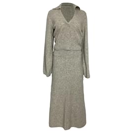 Sandro-Sandro Knitted Sweater and Skirt Set in Grey Wool-Grey