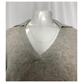 Sandro-Sandro Knitted Sweater and Skirt Set in Grey Wool-Grey