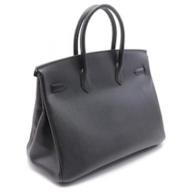 Hermès-Hermes Birkin 35 Leather Handbag Black-Black