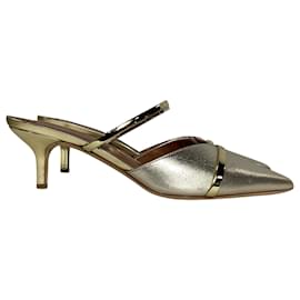 Autre Marque-Malone Souliers Frankie Mules in Gold Leather-Golden