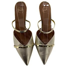 Autre Marque-Malone Souliers Frankie Mules in Gold Leather-Golden