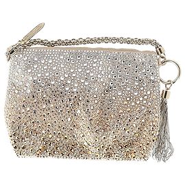Bolsa clutch em cetim dourado adornada com cristais Caille da Jimmy Choo Dourado