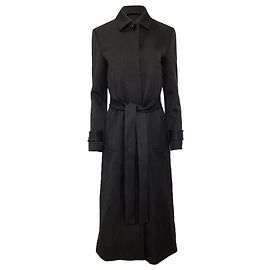 Proenza Schouler Long Belted Coat in Black Wool Black