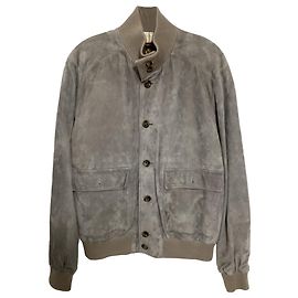 Loro Piana Bomber Jacket in Grey Suede Grey