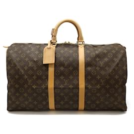 Louis Vuitton-Louis Vuitton Monogram Keepall 55 Travel Bag M41424-Brown