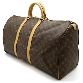 Louis Vuitton-Louis Vuitton Monogram Keepall 55 Travel Bag M41424-Brown
