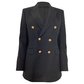 Saint Laurent Double-Breasted Blazer in Black Wool Black
