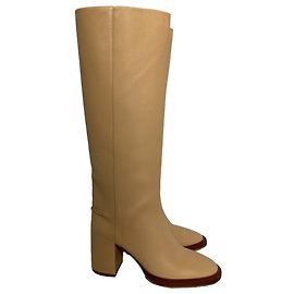 Chloé Botas de tacón alto de cuero beige Chloe Edith hasta la rodilla Beige
