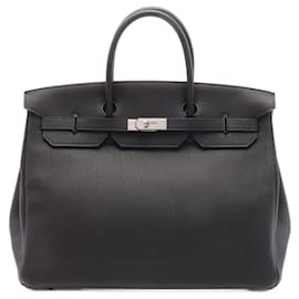 Hermès-Hermes Birkin 40 Togo Leather Handbag Black-Black