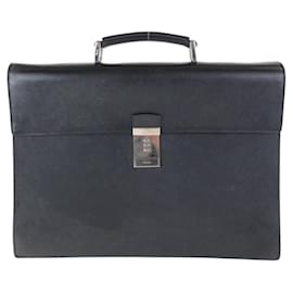 Prada-Prada Leather Business Briefcase-Black