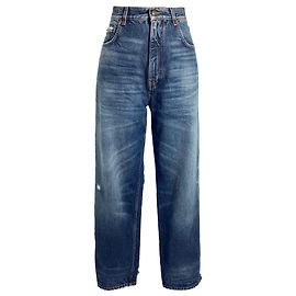 Balenciaga Distressed Baggy Jeans in Blue Cotton Blue Light blue