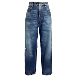 Balenciaga-Balenciaga Distressed Baggy Jeans in Blue Cotton-Blue,Light blue