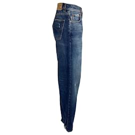 Balenciaga-Balenciaga Distressed Baggy Jeans in Blue Cotton-Blue,Light blue