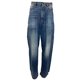 Balenciaga Distressed Baggy Jeans in Blue Cotton Denim Blue