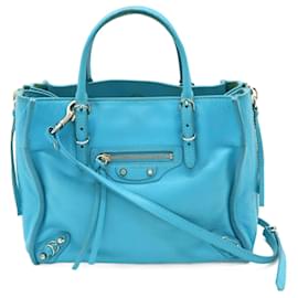 Balenciaga-Balenciaga Leather Turquoise Mini Handbag-Blue
